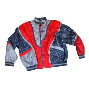 Vintage Active Stuff Windbreaker | 90s Colorblock Oversized Cropped Jacket Y2K